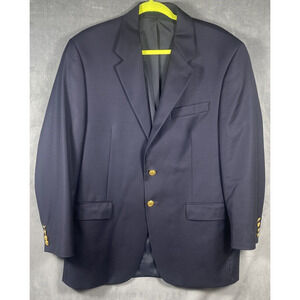 Ralph Lauren Navy Blazer Sport Coat‎ Gold Buttons Navy 100% Wool Sz 42R Preppy